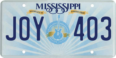 MS license plate JOY403