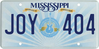 MS license plate JOY404