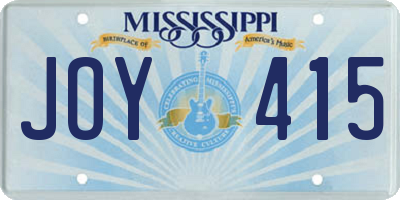 MS license plate JOY415