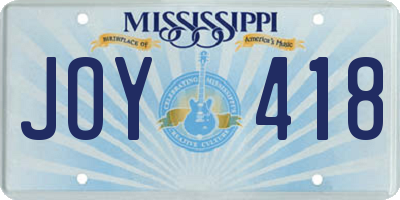 MS license plate JOY418