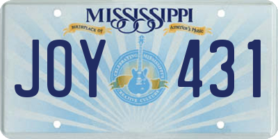 MS license plate JOY431