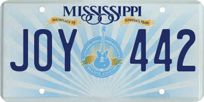 MS license plate JOY442