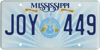 MS license plate JOY449