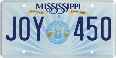 MS license plate JOY450