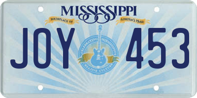 MS license plate JOY453