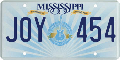 MS license plate JOY454