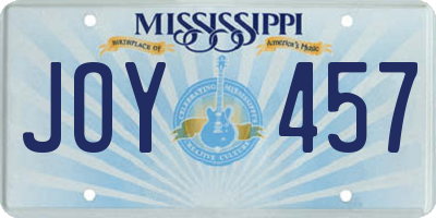 MS license plate JOY457