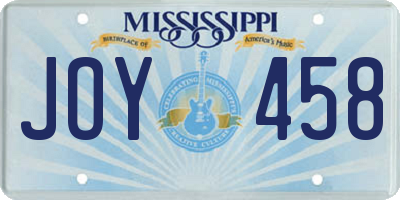 MS license plate JOY458