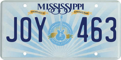 MS license plate JOY463