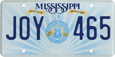 MS license plate JOY465