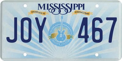 MS license plate JOY467