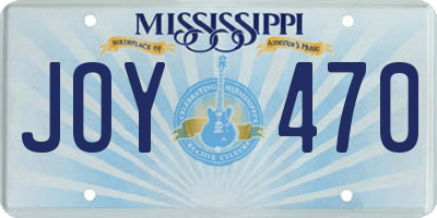 MS license plate JOY470