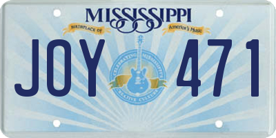 MS license plate JOY471