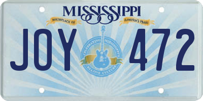 MS license plate JOY472
