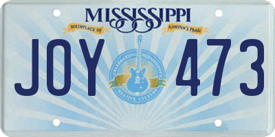 MS license plate JOY473