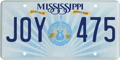 MS license plate JOY475