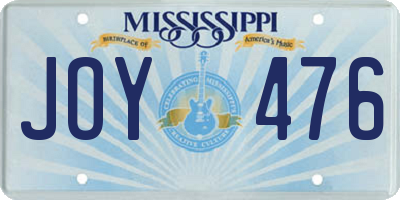 MS license plate JOY476