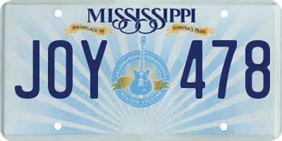 MS license plate JOY478