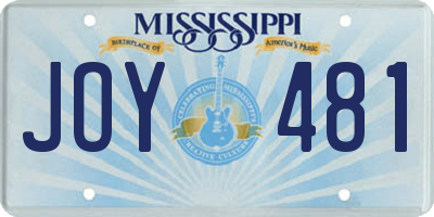 MS license plate JOY481