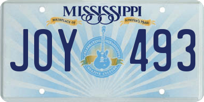 MS license plate JOY493