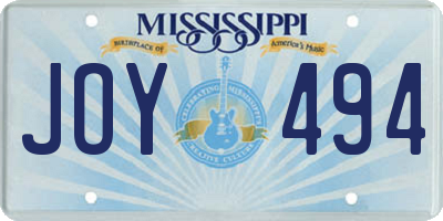 MS license plate JOY494