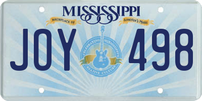 MS license plate JOY498
