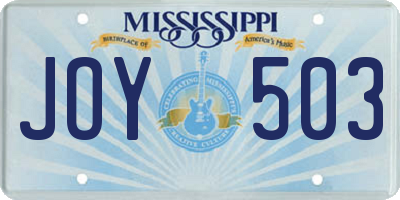 MS license plate JOY503