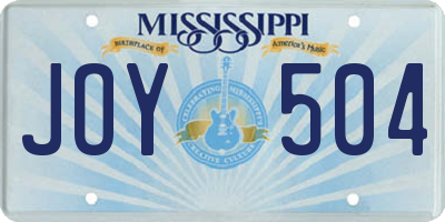 MS license plate JOY504