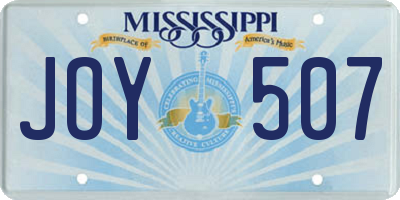 MS license plate JOY507