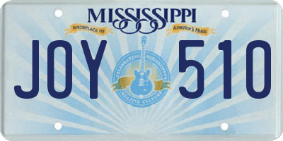 MS license plate JOY510
