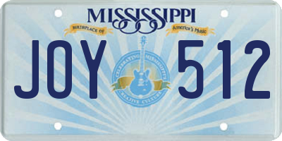 MS license plate JOY512