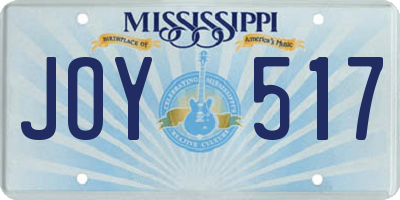 MS license plate JOY517