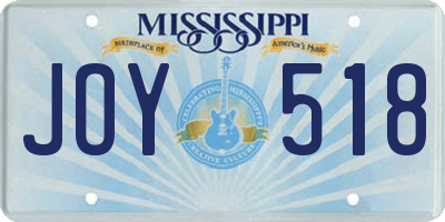 MS license plate JOY518