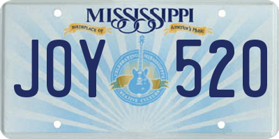 MS license plate JOY520