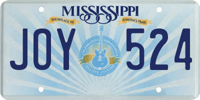 MS license plate JOY524