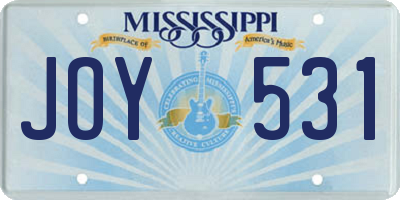 MS license plate JOY531