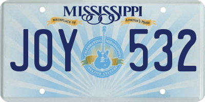 MS license plate JOY532