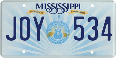 MS license plate JOY534