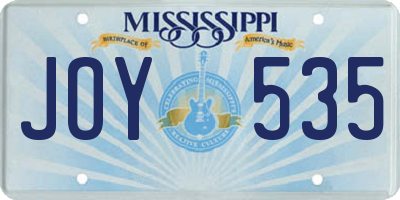 MS license plate JOY535