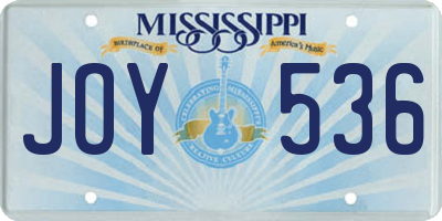 MS license plate JOY536