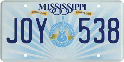 MS license plate JOY538