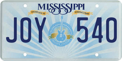 MS license plate JOY540