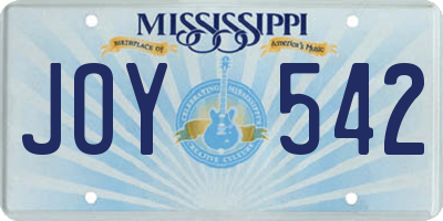 MS license plate JOY542