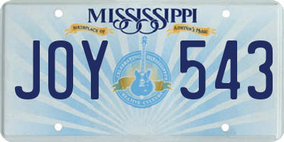 MS license plate JOY543