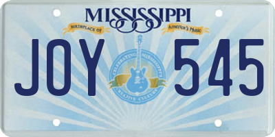 MS license plate JOY545