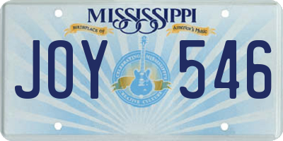 MS license plate JOY546