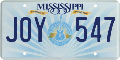 MS license plate JOY547