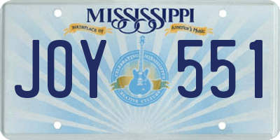 MS license plate JOY551