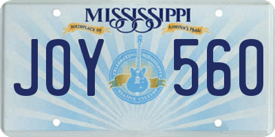 MS license plate JOY560