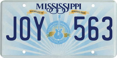 MS license plate JOY563